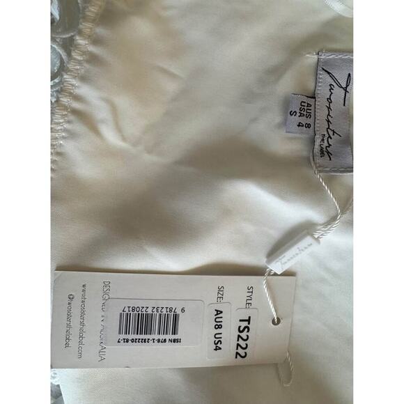 NWT Two Sisters Size 4 Small One Shoulder Bell Sleeve White Lace Mini Dress - Picture 9 of 9